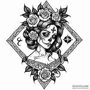 Themis, tattoo sketch design, on a clean whit… — эскиз тату (№1748849571_0, 02.06.2025 07:32) — Tatufoto.com