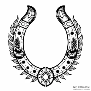 Horseshoe, ink illustration for tattoo, on a… — эскиз тату (№1748849692_0, 02.06.2025 07:34) — Tatufoto.com
