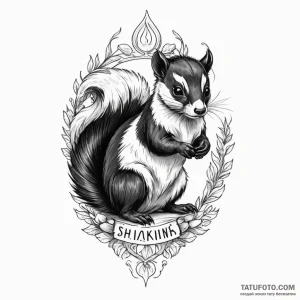 Skunk, ink illustration for tattoo, minimalis… — эскиз тату (№1748861415_0, 02.06.2025 10:50) — Tatufoto.com