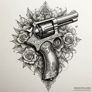 Revolver, tattoo flash sheet design, moderate… — эскиз тату (№1748861595_0, 02.06.2025 10:53) — Tatufoto.com