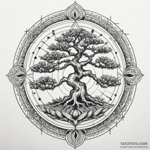 Bonsai, concept art for tattoo, black outline… — эскиз тату (№1748863352_1, 02.06.2025 11:22) — Tatufoto.com