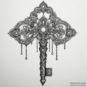 Key, concept art for tattoo, dotwork shading,… — эскиз тату (№1748863991_1, 02.06.2025 11:33) — Tatufoto.com