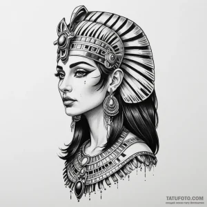 Cleopatra, tattoo sketch design, moderately d… — эскиз тату (№1748865611_1, 02.06.2025 12:00) — Tatufoto.com