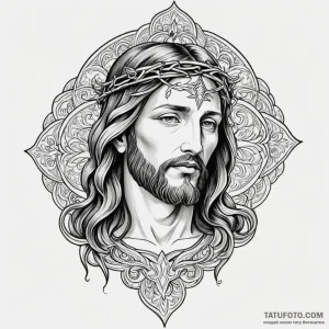 Jesus christ, tattoo sketch design, on a clea… — эскиз тату (№1748866986_1, 02.06.2025 12:23) — Tatufoto.com