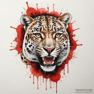 Leopard, concept art for tattoo, black and re… — эскиз тату (№1748867100_1, 02.06.2025 12:25) — Tatufoto.com