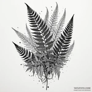 Fern, ink illustration for tattoo, black outl… — эскиз тату (№1748871086_1, 02.06.2025 13:31) — Tatufoto.com