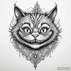 Cheshire cat, tattoo flash sheet design, dotw… — эскиз тату (№1748873866_0, 02.06.2025 14:17) — Tatufoto.com