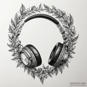 Headphones, tattoo sketch design, highly deta… — эскиз тату (№1748874153_0, 02.06.2025 14:22) — Tatufoto.com
