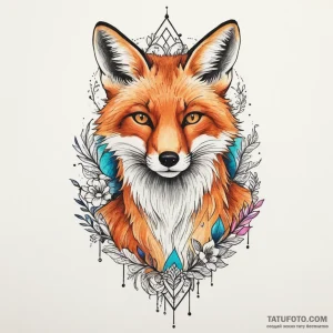 Fox, tattoo line art, moderately detailed, ba… — эскиз тату (№1748874324_0, 02.06.2025 14:25) — Tatufoto.com