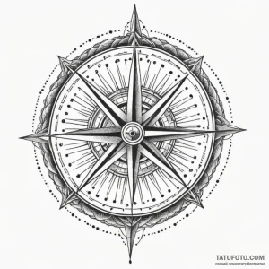 Compass, ink illustration for tattoo, dotwork… — эскиз тату (№1748874557_0, 02.06.2025 14:29) — Tatufoto.com