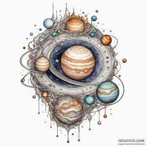 Jupiter (planet), tattoo drawing outline, hig… — эскиз тату (№1748875721_1, 02.06.2025 14:48) — Tatufoto.com
