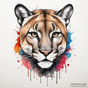 Cougar, ink illustration for tattoo, bold out… — эскиз тату (№1748875957_1, 02.06.2025 14:52) — Tatufoto.com