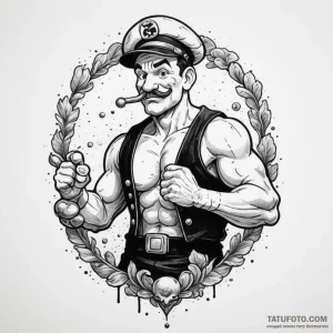 Popeye the sailor, concept art for tattoo, st… — эскиз тату (№1748876362_1, 02.06.2025 14:59) — Tatufoto.com