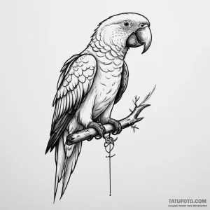 Parrot, concept art for tattoo, on a clean wh… — эскиз тату (№1748876993_0, 02.06.2025 15:09) — Tatufoto.com