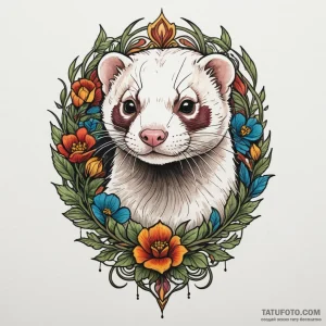 Ferret, tattoo sketch design, on a clean whit… — эскиз тату (№1748877854_0, 02.06.2025 15:24) — Tatufoto.com
