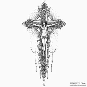 Inverted cross, artistic tattoo sketch, on a… — эскиз тату (№1748878142_0, 02.06.2025 15:29) — Tatufoto.com