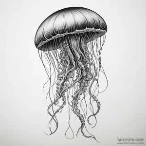 Jellyfish, tattoo sketch design, on a clean w… — эскиз тату (№1748878783_0, 02.06.2025 15:39) — Tatufoto.com