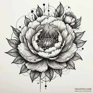 Peony, artistic tattoo sketch, moderately det… — эскиз тату (№1748883484_1, 02.06.2025 16:58) — Tatufoto.com