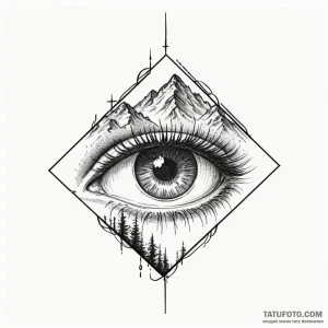 Eye mountain, tattoo line art, sepia tone ske… — эскиз тату (№1748885331_0, 02.06.2025 17:28) — Tatufoto.com