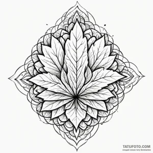 Maple leaf, ink illustration for tattoo, geom… — эскиз тату (№1748885564_1, 02.06.2025 17:32) — Tatufoto.com