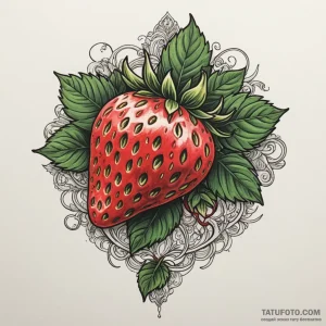 Strawberry, concept art for tattoo, neo tradi… — эскиз тату (№1748887779_1, 02.06.2025 18:09) — Tatufoto.com