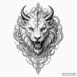 Chimera, artistic tattoo sketch, realistic bl… — эскиз тату (№1748889902_0, 02.06.2025 18:45) — Tatufoto.com