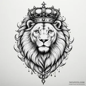 Lion with crown, tattoo flash sheet design, s… — эскиз тату (№1748891278_0, 02.06.2025 19:07) — Tatufoto.com