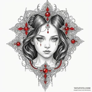 Child’s portrait, tattoo flash sheet design,… — эскиз тату (№1748894899_1, 02.06.2025 20:08) — Tatufoto.com