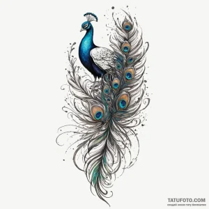 Peacock feather, artistic tattoo sketch, mode… — эскиз тату (№1748895595_1, 02.06.2025 20:19) — Tatufoto.com