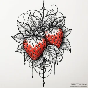 Strawberry, tattoo line art, bold outlines, t… — эскиз тату (№1748896517_0, 02.06.2025 20:35) — Tatufoto.com