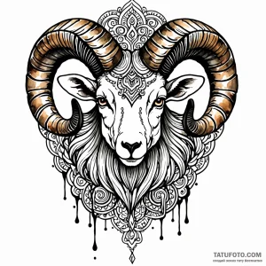 Ram, concept art for tattoo, highly detailed,… — эскиз тату (№1748899010_1, 02.06.2025 21:16) — Tatufoto.com
