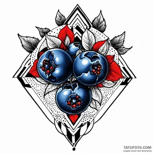 Blueberry, concept art for tattoo, stylized i… — эскиз тату (№1748899311_1, 02.06.2025 21:21) — Tatufoto.com