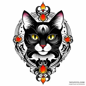 Black cat, tattoo flash sheet design, neo tra… — эскиз тату (№1748899432_1, 02.06.2025 21:23) — Tatufoto.com