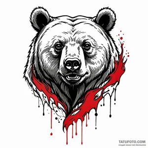 Bear, artistic tattoo sketch, black and red i… — эскиз тату (№1748903439_1, 02.06.2025 22:30) — Tatufoto.com