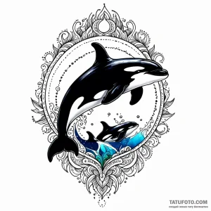 Killer whale, tattoo drawing outline, on a cl… — эскиз тату (№1748904102_0, 02.06.2025 22:41) — Tatufoto.com