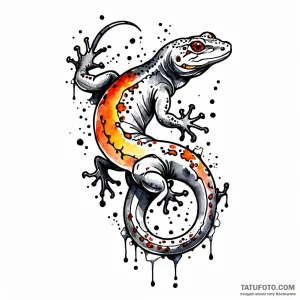 Salamander, tattoo sketch design, on a clean… — эскиз тату (№1748905747_1, 02.06.2025 23:09) — Tatufoto.com