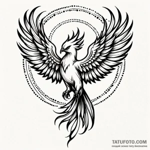 Firebird, ink illustration for tattoo, on a c… — эскиз тату (№1748908193_0, 02.06.2025 23:49) — Tatufoto.com