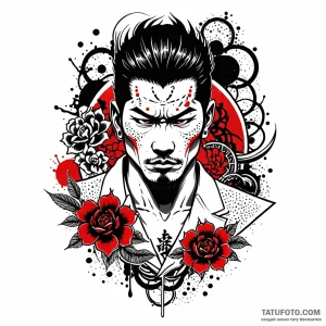 Yakuza (symbolism), tattoo sketch design, dot… — эскиз тату (№1748909070_0, 03.06.2025 00:04) — Tatufoto.com