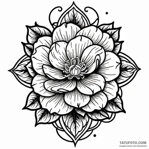 Camellia, tattoo drawing outline, old school… — эскиз тату (№1748909160_3, 03.06.2025 00:06) — Tatufoto.com