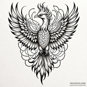 Firebird, ink illustration for tattoo, on a c… — эскиз тату (№1748910217_1, 03.06.2025 00:23) — Tatufoto.com