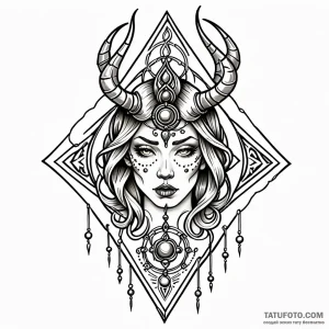 Talisman, tattoo line art, muted color palett… — эскиз тату (№1748913784_1, 03.06.2025 01:23) — Tatufoto.com