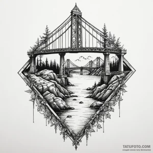 Bridge, tattoo flash sheet design, minimalist… — эскиз тату (№1748915612_0, 03.06.2025 01:53) — Tatufoto.com