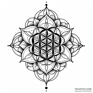 Flower of life, tattoo sketch design, dotwork… — эскиз тату (№1748917256_0, 03.06.2025 02:20) — Tatufoto.com