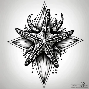 Starfish, ink illustration for tattoo, realis… — эскиз тату (№1748918726_1, 03.06.2025 02:45) — Tatufoto.com