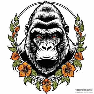 Gorilla, tattoo line art, on a clean white pa… — эскиз тату (№1748918900_0, 03.06.2025 02:48) — Tatufoto.com
