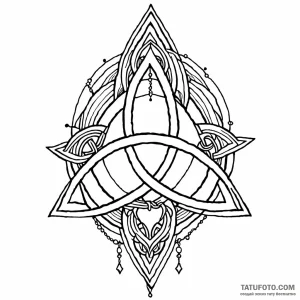 Triquetra, artistic tattoo sketch, black and… — эскиз тату (№1748928314_0, 03.06.2025 05:25) — Tatufoto.com