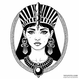 Cleopatra, artistic tattoo sketch, black and… — эскиз тату (№1748929045_0, 03.06.2025 05:37) — Tatufoto.com
