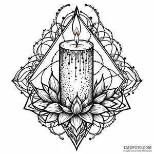 Candle, tattoo sketch design, black and white… — эскиз тату (№1748936354_0, 03.06.2025 07:39) — Tatufoto.com