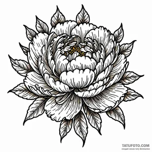 Peony, artistic tattoo sketch, dynamic compos… — эскиз тату (№1748938091_1, 03.06.2025 08:08) — Tatufoto.com