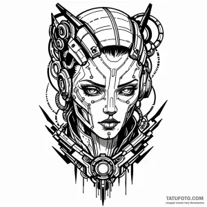 Cyberpunk, tattoo flash sheet design, unique… — эскиз тату (№1748939644_0, 03.06.2025 08:34) — Tatufoto.com